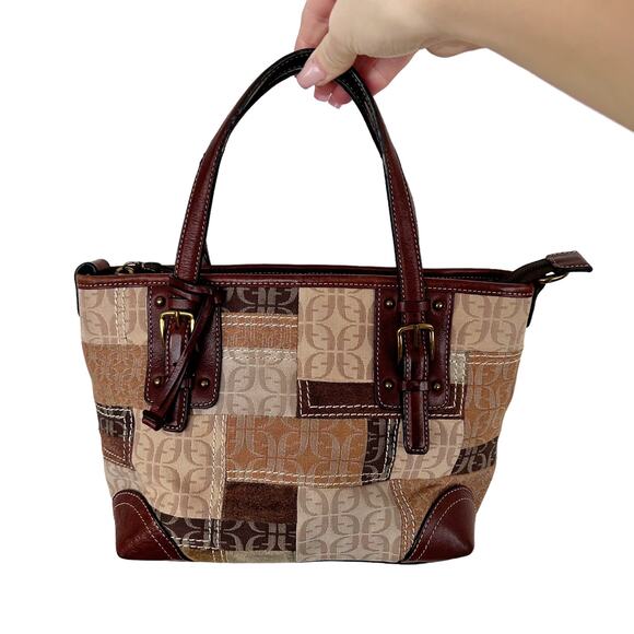 Fossil Brown Tan Patchwork Handbag - Picture 8 of 8